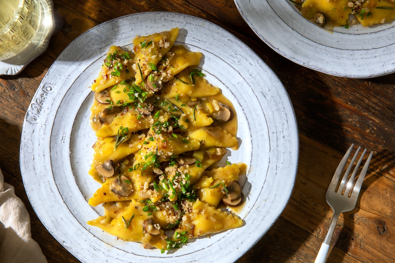 Artichoke and Hazelnut Ravioli with a Mushroom Leek Sauce Bad Manners